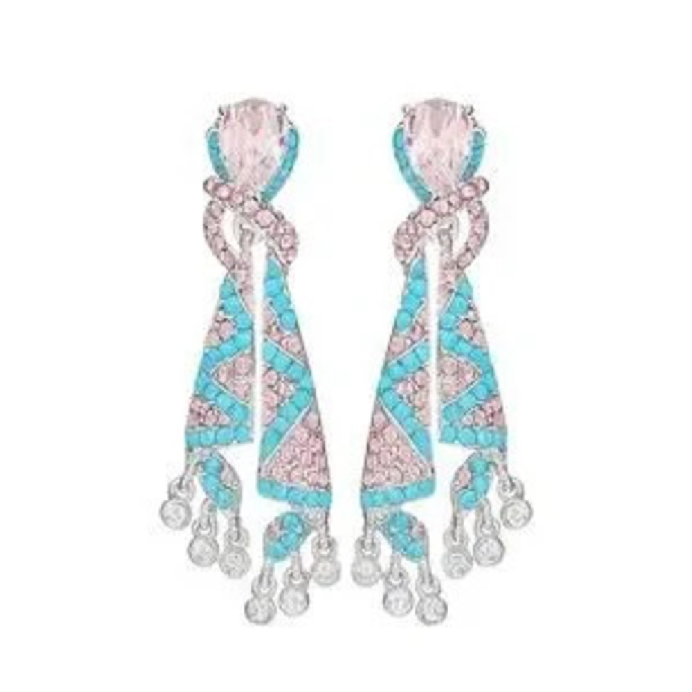 Pink and Blue Drop Earrings